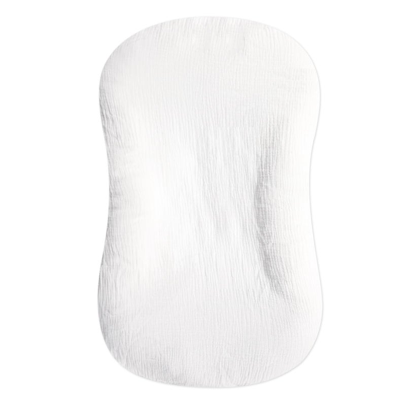 Hooyax Muslin Baby Lounger Cover Soft Organic Cotton Slipcover Fits Newborn Lounger for Baby Boys and Girls (White) - Image 1